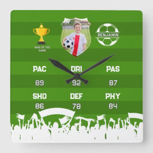 Gepersonaliseerd voetbalcadeau voor kinderen, aang vierkante klok