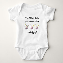 Gepersonaliseerd voor drieling meisjes, trio, cade romper