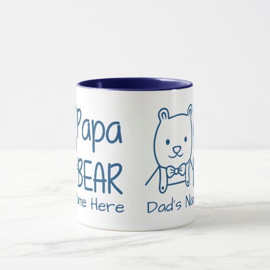 Gepersonaliseerd voor pap Blue Papa Beer tweezijdi Mok (Midden)