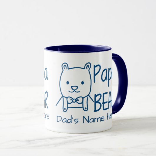 Gepersonaliseerd voor pap Blue Papa Beer tweezijdi Mok (Voorkant rechts)