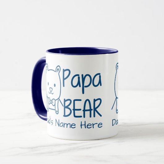 Gepersonaliseerd voor pap Blue Papa Beer tweezijdi Mok (Voorkant links)