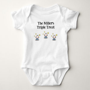 Gepersonaliseerd voor triplet jongens, cadeau idee romper