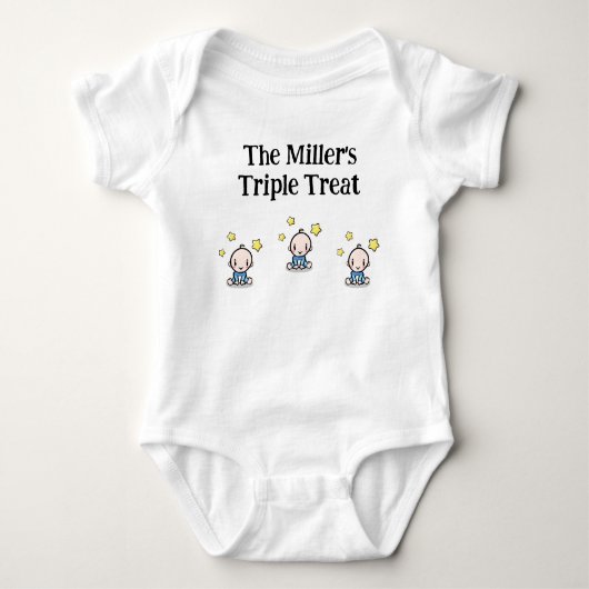 Gepersonaliseerd voor triplet jongens, cadeau idee romper (Voorkant)