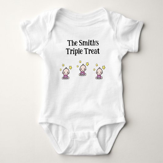 Gepersonaliseerd voor triplet meisjes, cadeau idee romper (Voorkant)