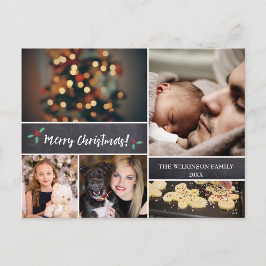 Gepersonaliseerd, vrolijk kerstfeest, alkboard, fo feestdagenkaart (Voorkant)