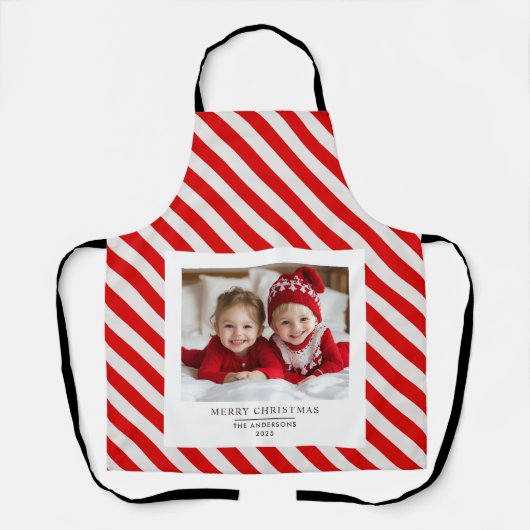 Gepersonaliseerd vrolijk kerstfeest Schort met fot (Voorkant)