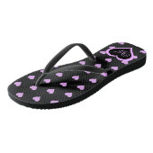Gepersonaliseerd vuurroze harten teenslippers (Schuin)