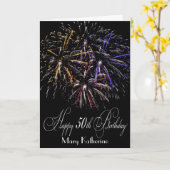 Gepersonaliseerd vuurwerk 50th Happy Birthda Kaart (Gele Bloem)