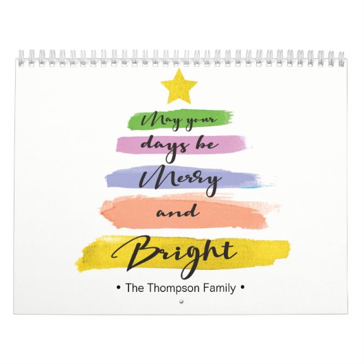 Gepersonaliseerd, Waterverf kerstboom, foto Kalender (Hoes)