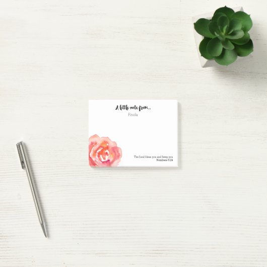 Gepersonaliseerd | Waterverf Roos Scripting Post-i Post-it® Notes (Kantoor)