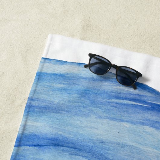 Gepersonaliseerd Waterverf Wave Beach House Towel Strandlaken (In situ)