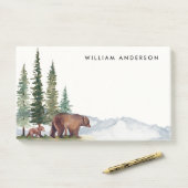 Gepersonaliseerd Waterverf Woodland-Beer Post-it® Notes (Op bureau)