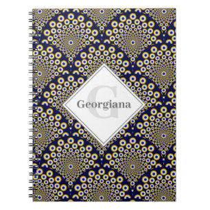 Gepersonaliseerd We kijken naar u Navy & Gold Deco Notitieboek