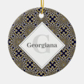 Gepersonaliseerd We kijken naar U Navy & Gold Tile Keramisch Ornament (Voorkant)
