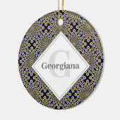 Gepersonaliseerd We kijken naar U Navy & Gold Tile Keramisch Ornament (Links)