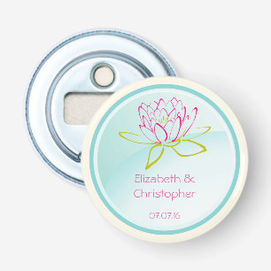 Gepersonaliseerd weddenschap voor Lotus Flower Button Flesopener