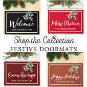 Gepersonaliseerd Welkom Kerstmis Burgundy Doormat Deurmat