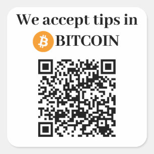 Gepersonaliseerd Wij accepteren tips in Bitcoin St Vierkante Sticker