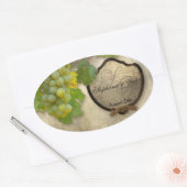 Gepersonaliseerd Wijnflesetiket Chardonnay Grapes  Ovale Sticker (Envelop)