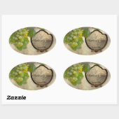 Gepersonaliseerd Wijnflesetiket Chardonnay Grapes  Ovale Sticker (Vel)