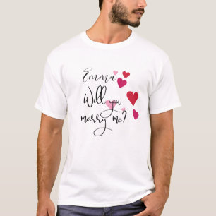 Gepersonaliseerd Wil je met me trouwen Harten Voor T-shirt