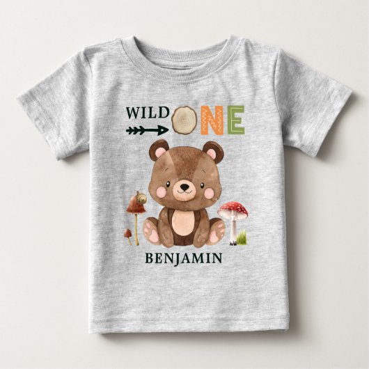 Gepersonaliseerd WILD ONE Woodland First Birthday  (Voorkant)