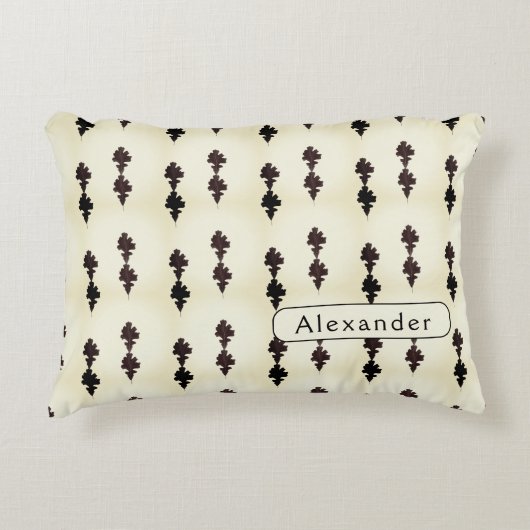 Gepersonaliseerd wit eikenblad patroon accent kussen (Voorkant)