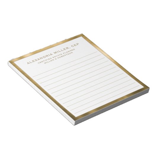 Gepersonaliseerd wit en Gold Professional Notitieb Notitieblok (Schuin)