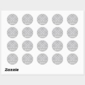 Gepersonaliseerd wit en grijs patroon ronde sticker (Vel)