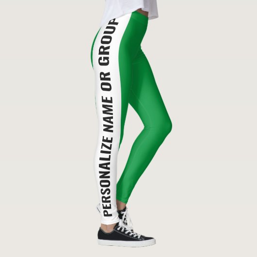 Gepersonaliseerd wit en groen trendy girly leggings (Rechts)