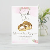 Gepersonaliseerd Wit en Roze Verloving Kaart Desig (Staand voorkant)