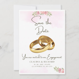 Gepersonaliseerd Wit en Roze Verloving Kaart Desig