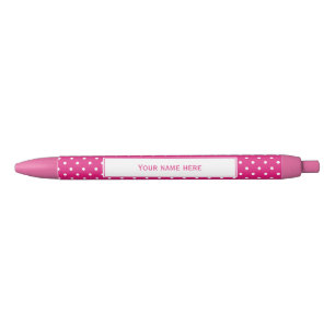 Gepersonaliseerd wit en warmroze poolpuntenpatroon zwarte inkt pen