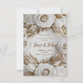 [Gepersonaliseerd] Wit & Gouden Huwelijksuitnodigi Kaart (Voorkant)