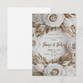 [Gepersonaliseerd] Wit & Gouden Huwelijksuitnodigi Kaart (Voorkant / Achterkant)
