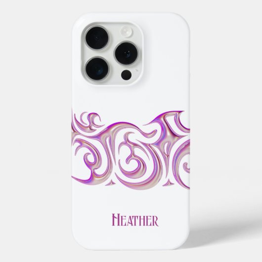 Gepersonaliseerd Wit met Roze 3D Chrome Case-Mate iPhone Case (Achterkant)