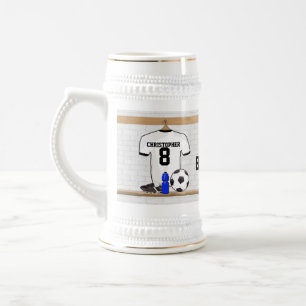Gepersonaliseerd wit zwart Football Soccer Jersey Bierpul