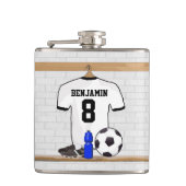 Gepersonaliseerd wit zwart Football Soccer Jersey Heupfles (Voorkant)