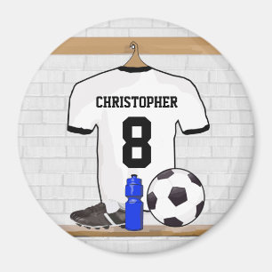 Gepersonaliseerd wit zwart Football Soccer Jersey Magneet