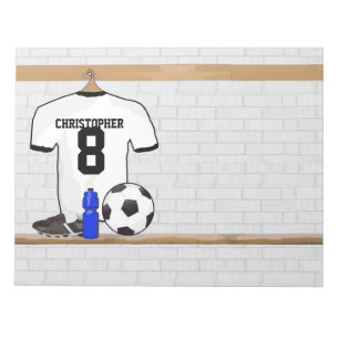 Gepersonaliseerd wit zwart Football Soccer Jersey Notitieblok