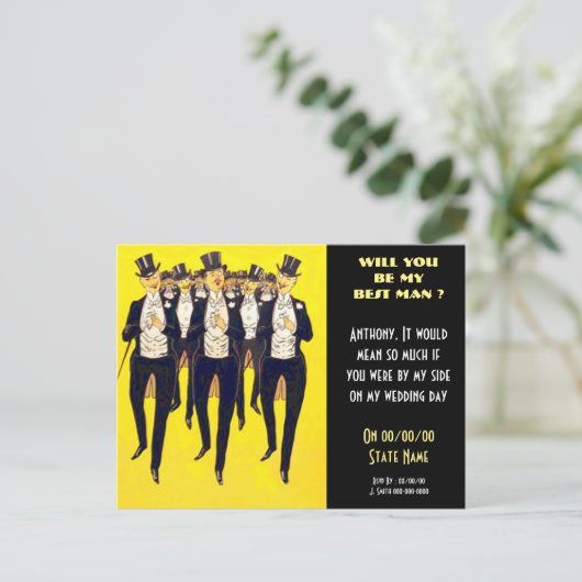 Gepersonaliseerd worden mijn beste man, bruidsjonk uitnodiging briefkaart (Staand voorkant)