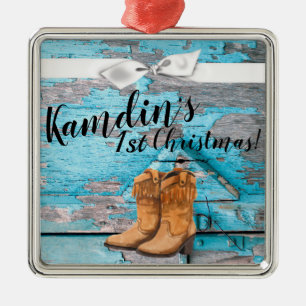 Gepersonaliseerd XMAS Ornament Blauw Houten Schuur