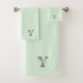Gepersonaliseerd Y Initiaal Silver Monogram Jouw n Bad Handdoek