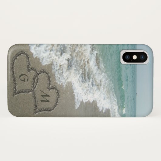 Gepersonaliseerd zand hart op strand Case-Mate iPhone case (Achterkant (horizontaal))