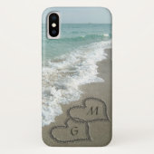 Gepersonaliseerd zand hart op strand Case-Mate iPhone case (Achterkant)