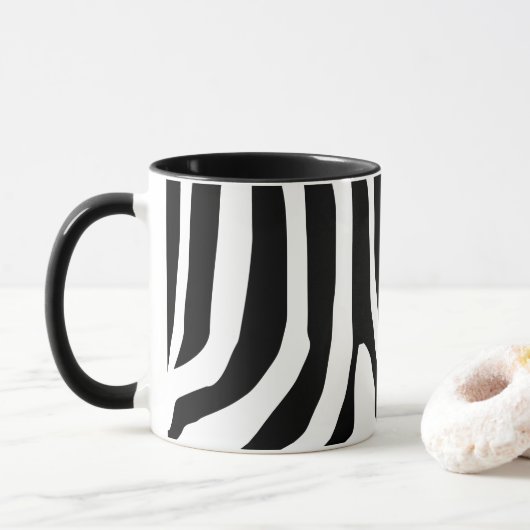 Gepersonaliseerd Zebra Print Stripes Patroon Mok (Met donut)