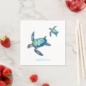 Gepersonaliseerd Zee Turtle Beach bruiloft Servet (Insitu)