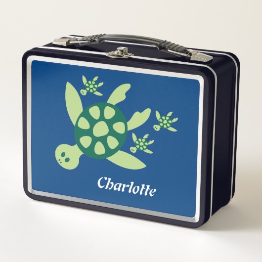 Gepersonaliseerd Zee Turtle Family Kind Lunch Box (Voorkant)