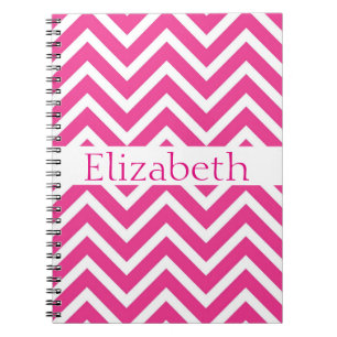 Gepersonaliseerd Zigzag Chevron Pattern Roze White Notitieboek