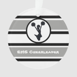 Gepersonaliseerd zilver en zwart Cheerleader Ornam Ornament